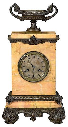 Neoclassical Bronze and Marble Mantel Clock