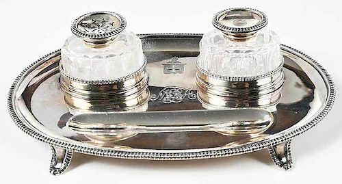 English Silver Ink Stand