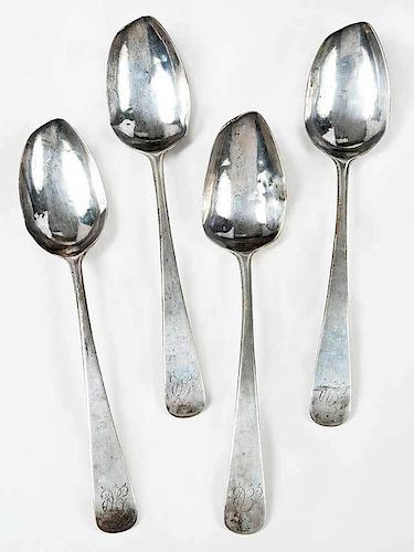 Four Nathaniel Vernon Coin Silver Spoons