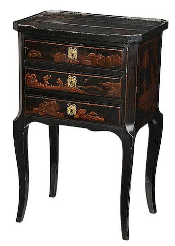 Louis XV Style Black Japanned Side Table