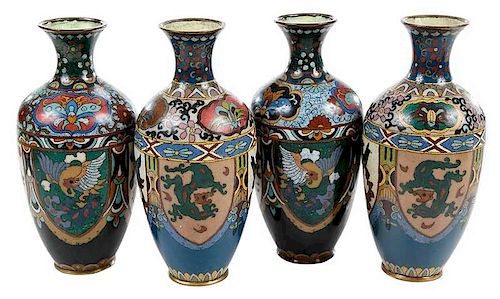 Two Pairs of Chinese Cloisonne Vases