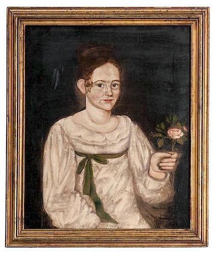 Folk Art Portrait of Catherine Reber, Lancaster, OH 