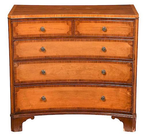 Georgian Style Satinwood Reverse Bowfront Chest