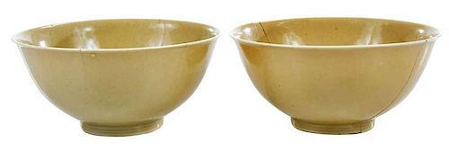 Pair of Chinese Porcelain Cafe Au Lait Bowls