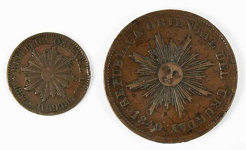 Two 19th Century Uruguay Coins