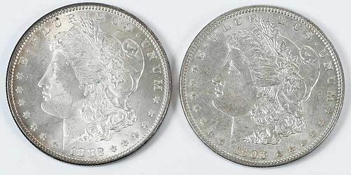 Pair of Philadelphia Morgan Dollars