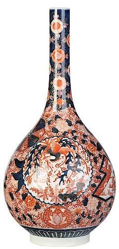 Large Japanese Imari Bottle Vase