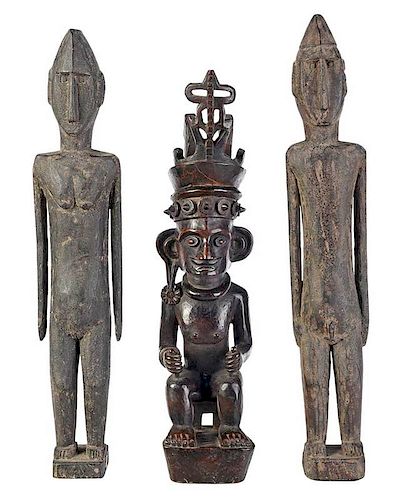 Three Indonesian Ancestral Guardian Wood Figures