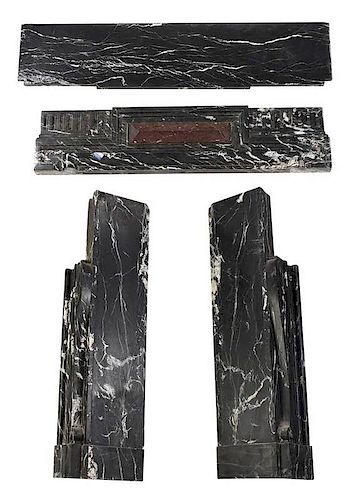 Black Veined Marble Fireplace Surround