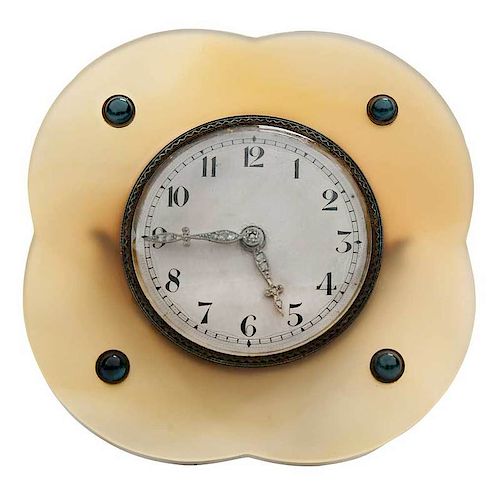 Fine French Jeweled Hardstone Travel Clock