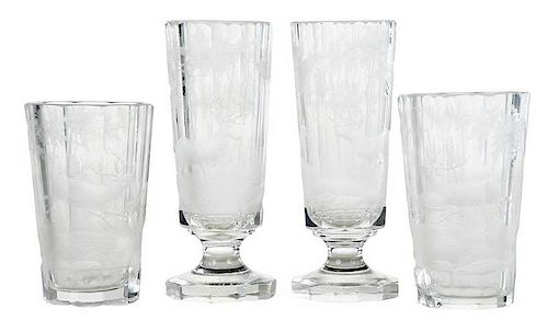 18 Piece Set of Cut and Etched Drinking Glasses