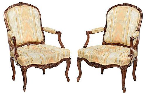 Pair of Provincial Louis XV Signed Armchairs