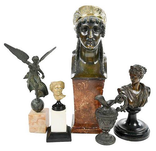 Five Bronze Grand Tour Figural Objects, Vessel