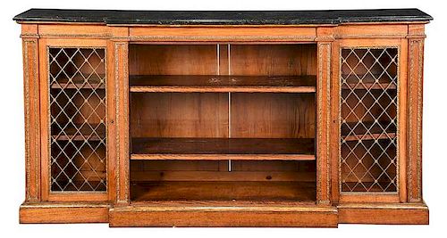 Regency Oak Grille Door Bookcase Cabinet
