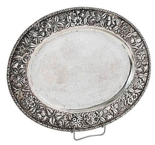 Large Sterling Repousse Tray