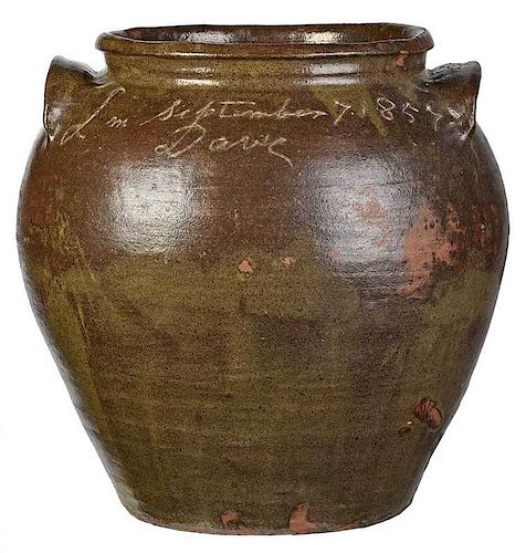 Monumental "Dave" Edgefield Stoneware Jar