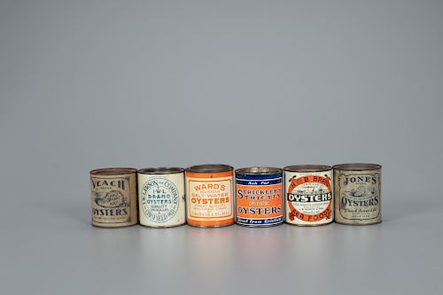 Six Small Oyster Tins, 