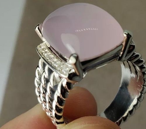 David Yurman Wheaton Pink Quartz Diamond Ring Sz 6