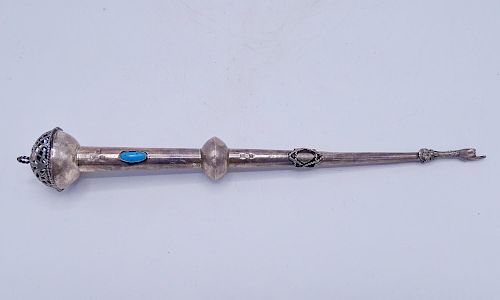 ANTIQUE STERLING SILVER & TURQUOISE TORAH POINTER 