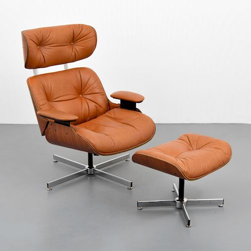 Selig Lounge Chair & Ottoman, Manner of Charles & Ray Eames