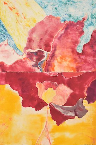 Large Abstract Watercolor Painting, Signed