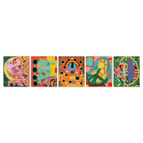 Richard Mock Abstract Geometric Paintings, Suite of 5