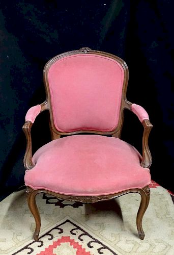 LOUIS XV STYLE UPHOLSTERED FAUTEUIL 