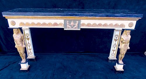 FIGURAL MARBLE TOP DECORATED CONSOLE (EGYPTIAN MOTIF