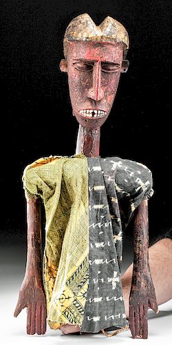Early 20th C. Mali Dogon Wood Puppet - ex Museum