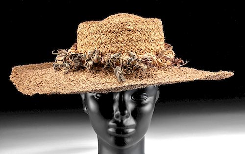 Early 20th C. Hawaiian Woven Hilo Hattie Hat