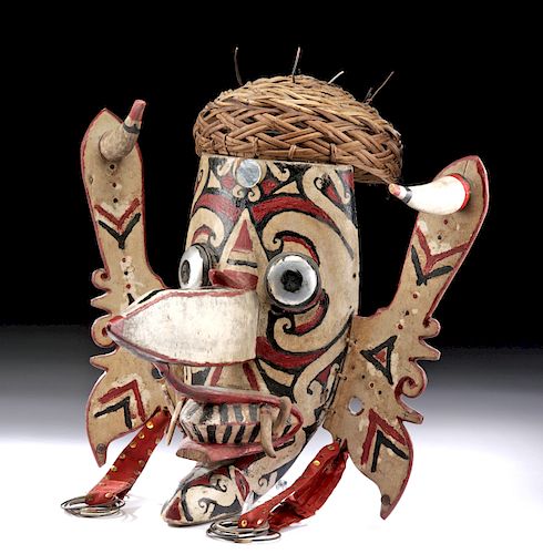 Early 20th C. Borneo Bahau Dayak Wooden Hudoq Mask