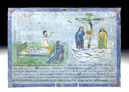 1901 Mexican Ex Voto w/ Jesus, Mary, and Joseph