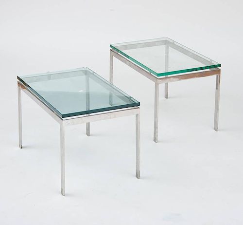 PAIR OF LOW SIDE TABLES, 1970's