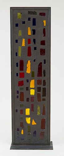 CONCRETE AND GLASS PANEL ON STAND, FRENCH, C. 1960's