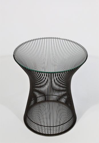 Knoll Platner Glass Top Side Table, Bronze Finish