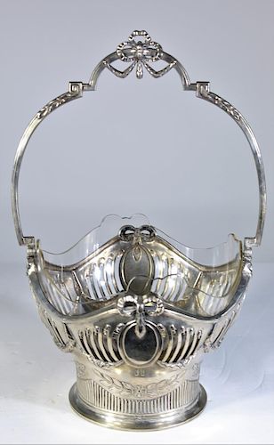 Large Art Nouveau Silver Basket 18.45 OZT