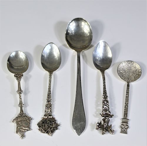Five Sterling Silver Spoons