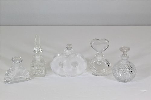 Collection of (5) Glass Perfume Bottles