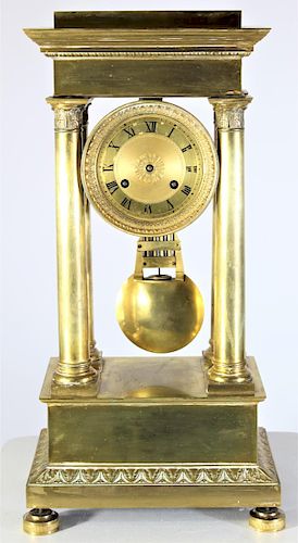 19th C. French Empire Portico Clock