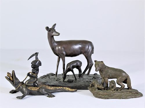 Group of 3 Bronze Animal Figurines