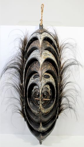 Papua New Guinea Mask with Cassowary Feathers