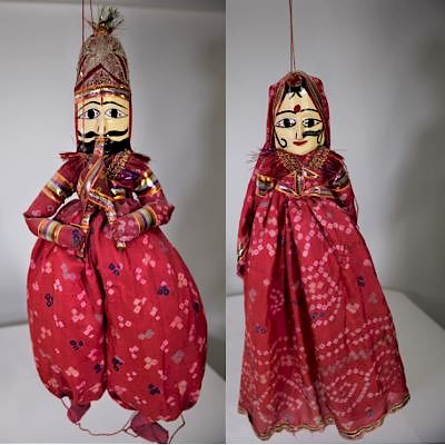 India Rajasthani Male & Female Puppet Set