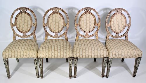 Set of (4) French Upholstered 19th C Chairs
