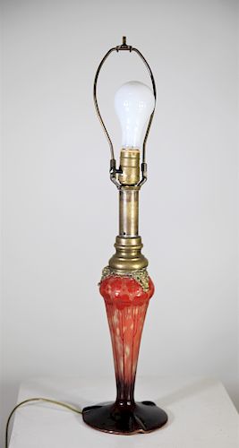 Important French Glass Lamp, Signed