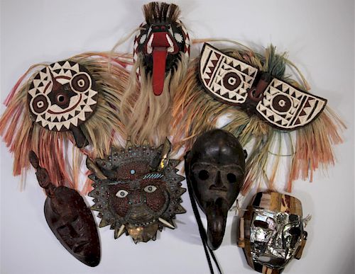 Collection of 7 African/Indonesian Masks