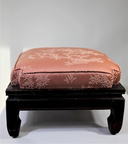 Upholstered Chinese Wood Footstool