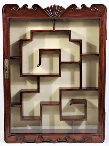 Antique Chinese Rosewood Snuff Bottle Cabinet