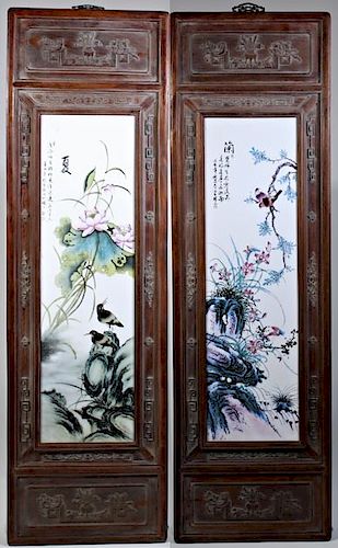 (2) Chinese Hand Painted Porcelain Tiles