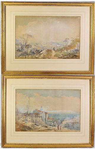 Pair of Watercolors, European Landscapes