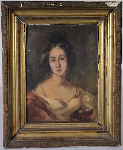 19th C. Oil on Canvas, Portrait of a Lady